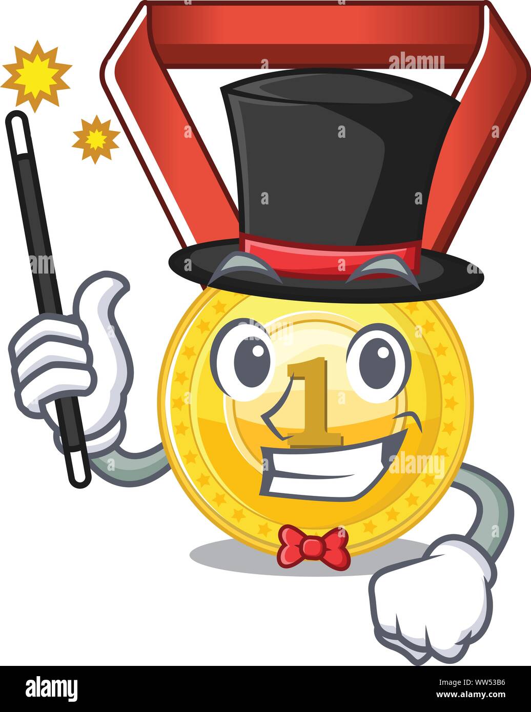 Magician gold medal hung on cartoon wall Stock Vector Image & Art - Alamy