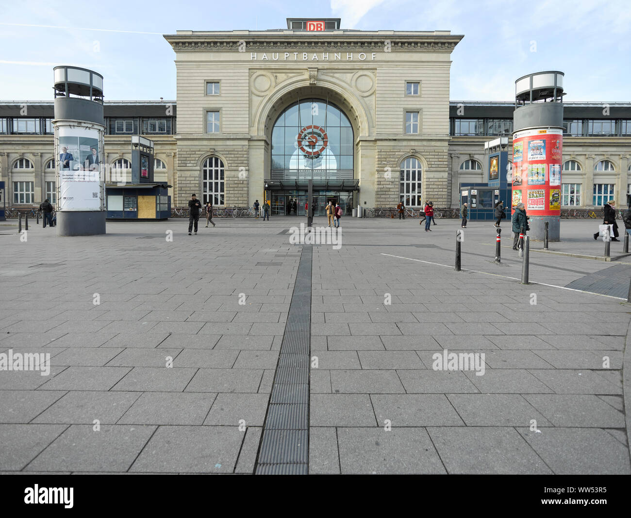 Station building with forecourt Stock Photo - Alamy