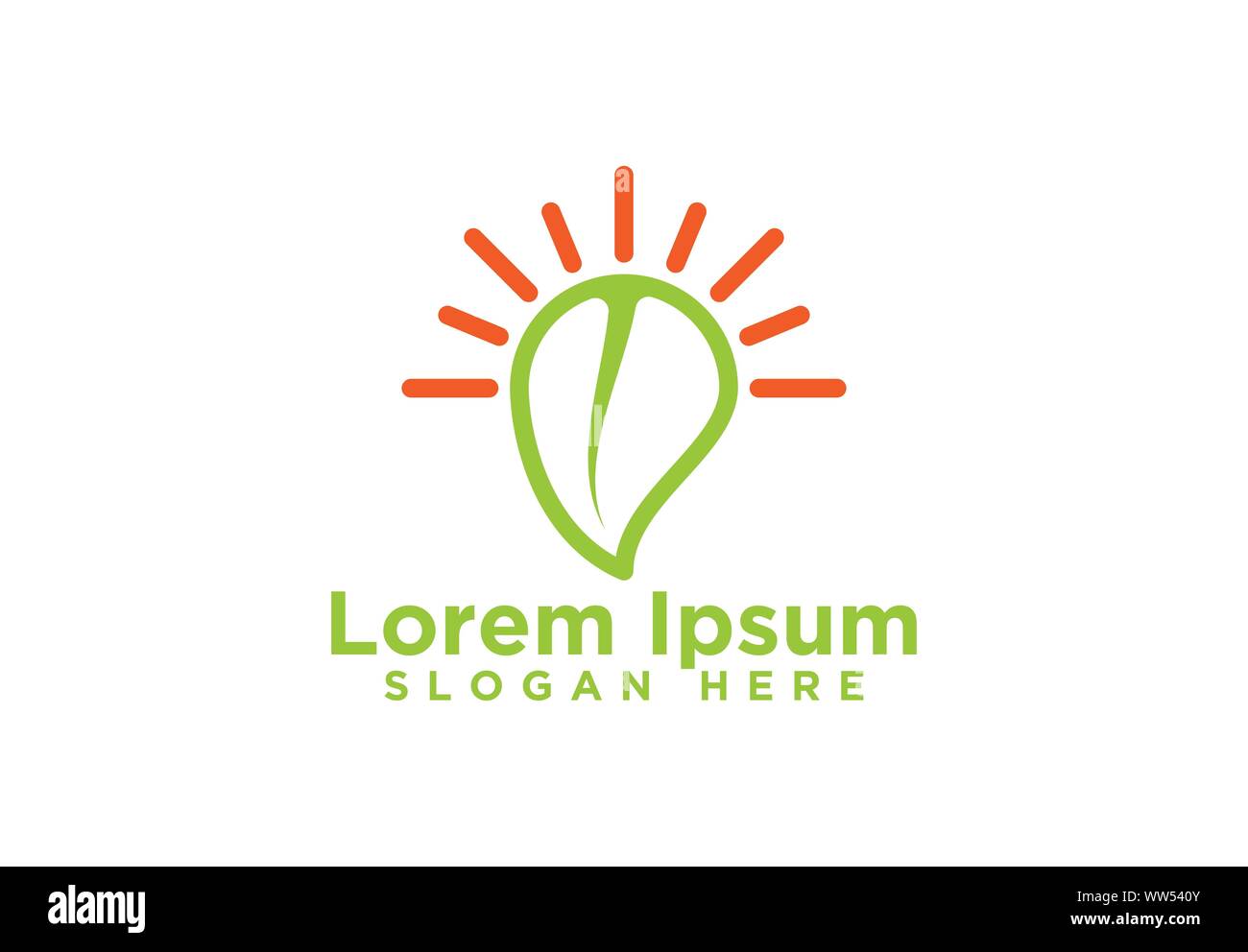 Leaf and Sun Shine  Logo Designs Vector Illustration Stock Vector