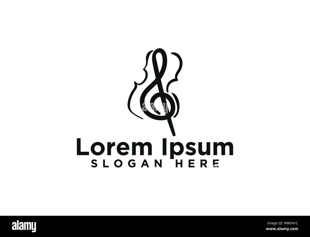 Musical note and harp logo designs, vector illustration Stock Vector