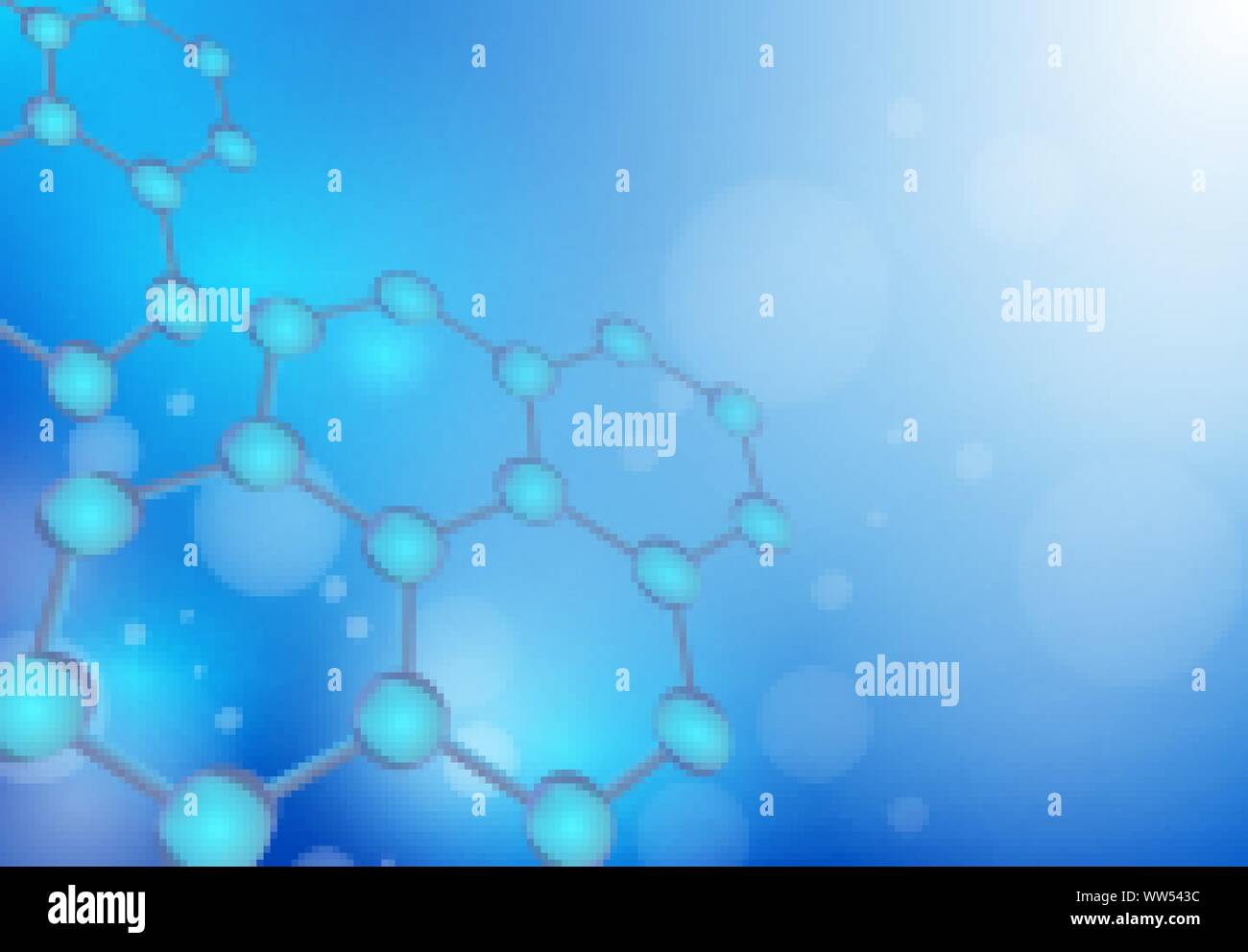 Structure molecule . Dna, atom, neurons. Scientific background for medicine, science technology chemistry. molecule illustration over blue background Stock Vector