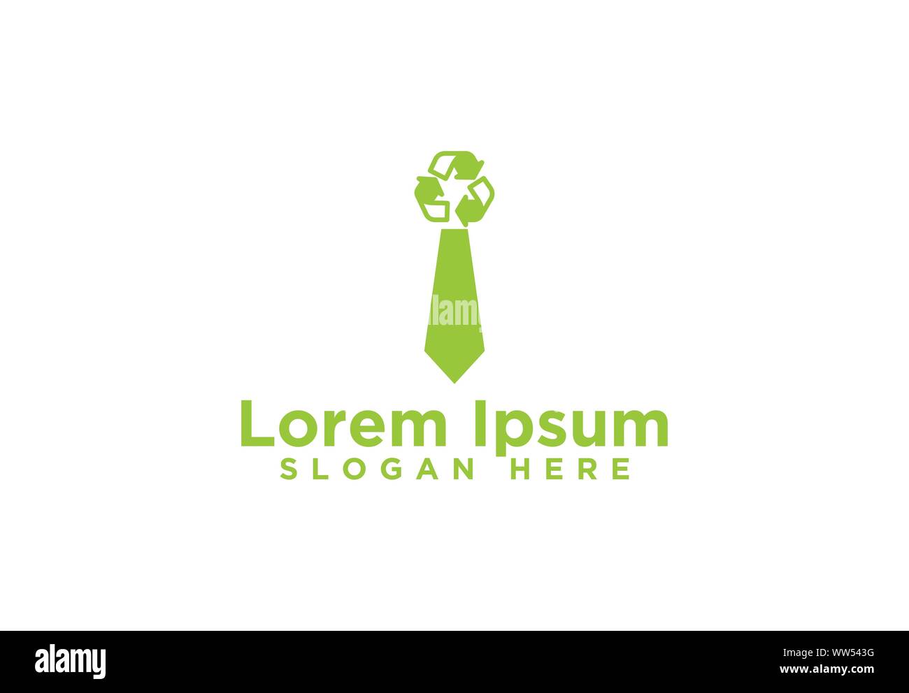Tie, Recycle Symbol, Worker Logo Stock Vector