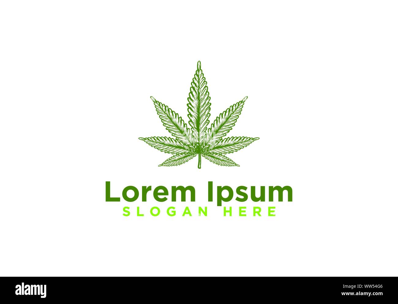 Hand Drawn Green maple cannabis Logo Designs Vector Illustration Stock Vector