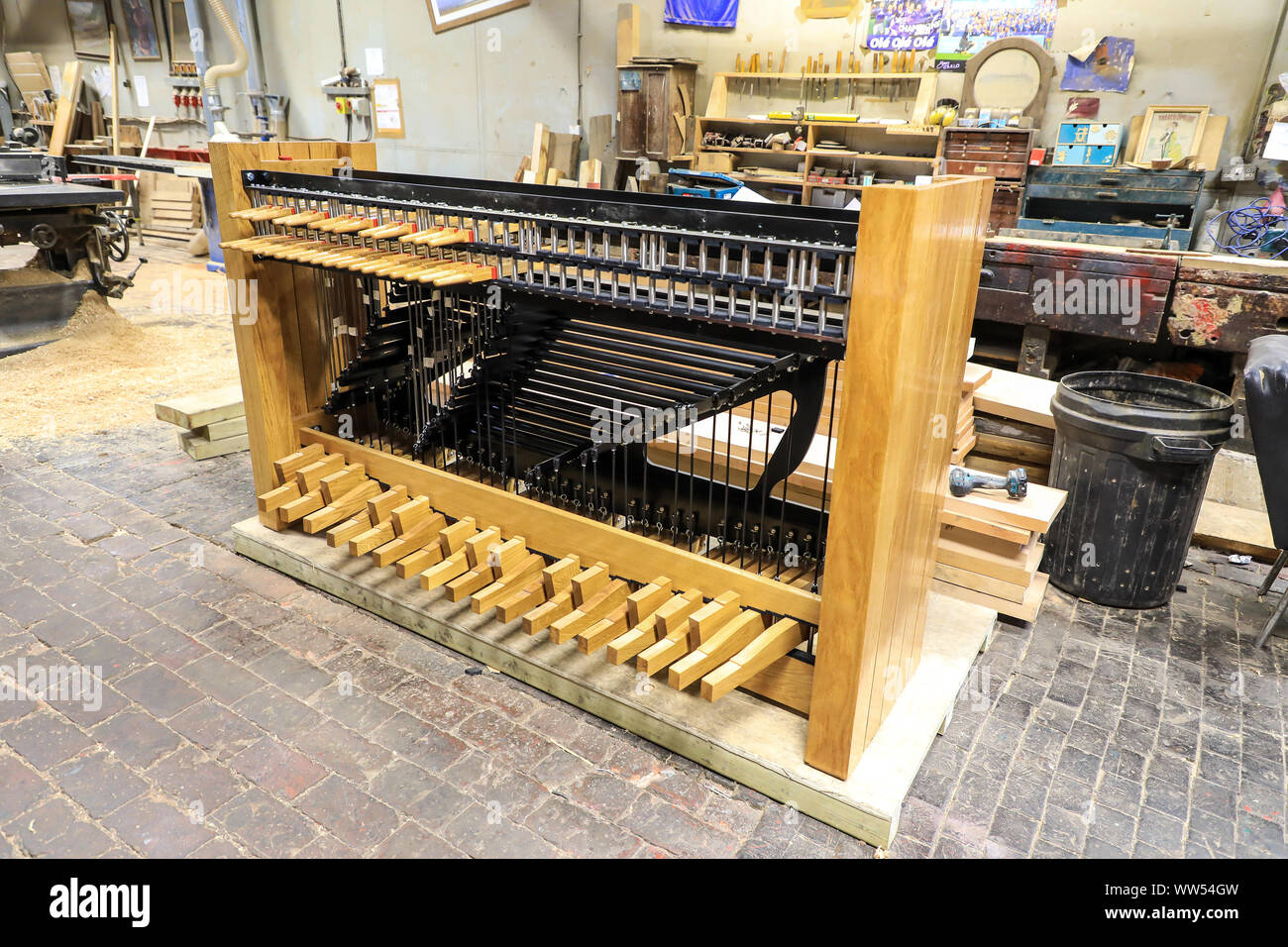 A musical instrument called a carillon being made at the John Taylor & Company Bell Foundry, Loughborough, Leicestershire, England, UK Stock Photo