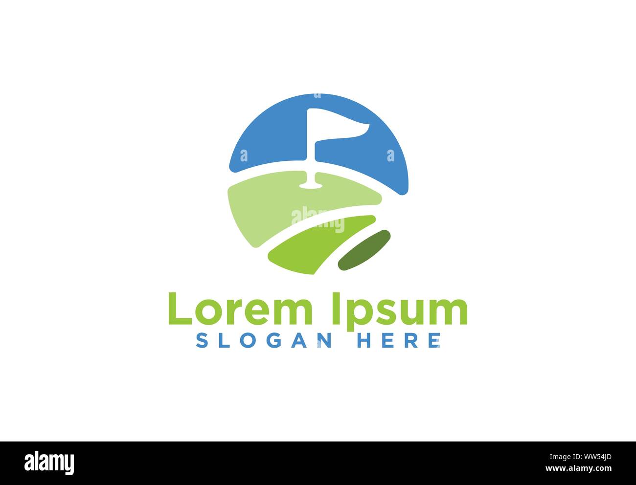 Flag, hills, Golf Logo Designs, Vector Illustration Stock Vector