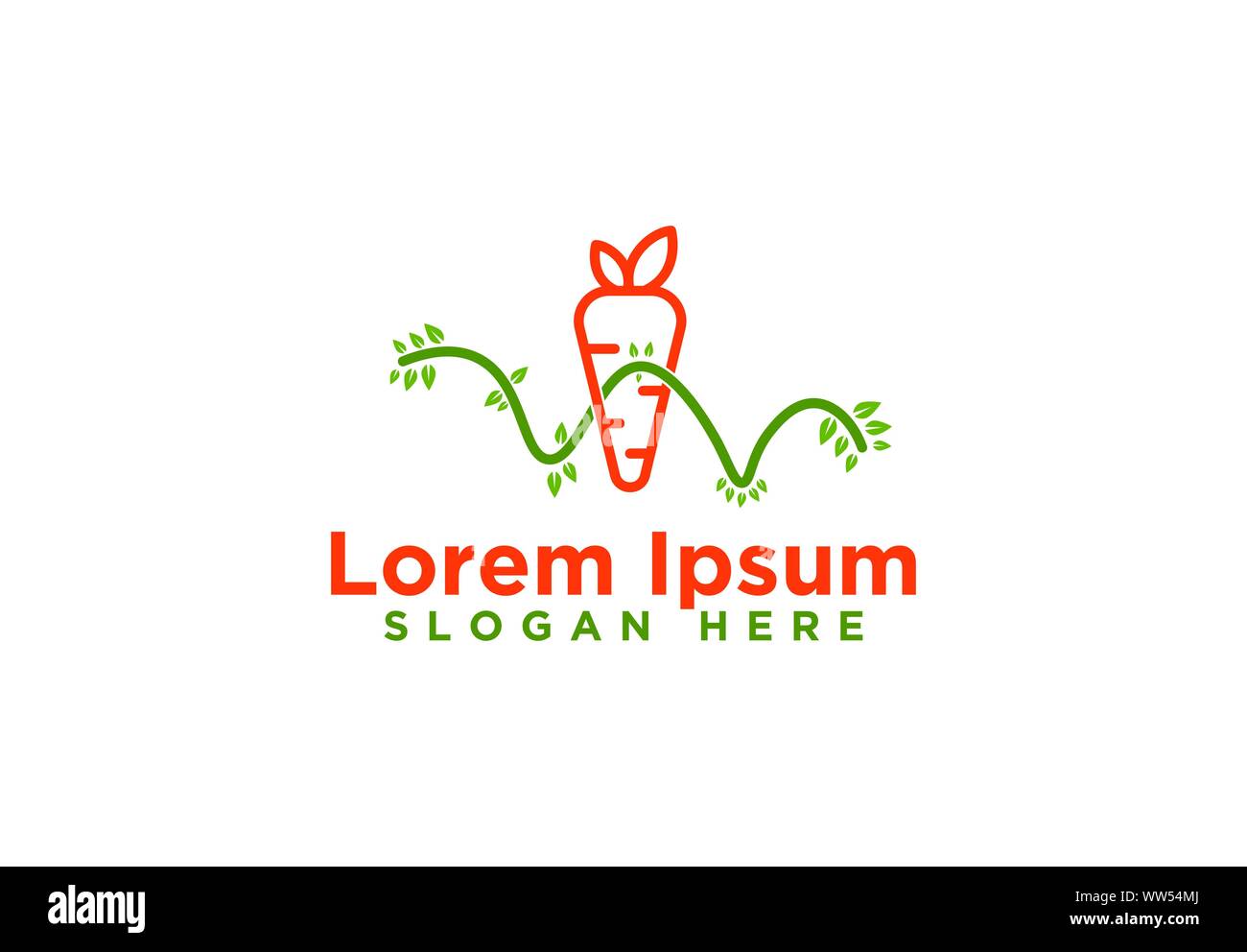 carrot, Vegetable, Mono Line Logo Designs, Vector Illustration Stock Vector