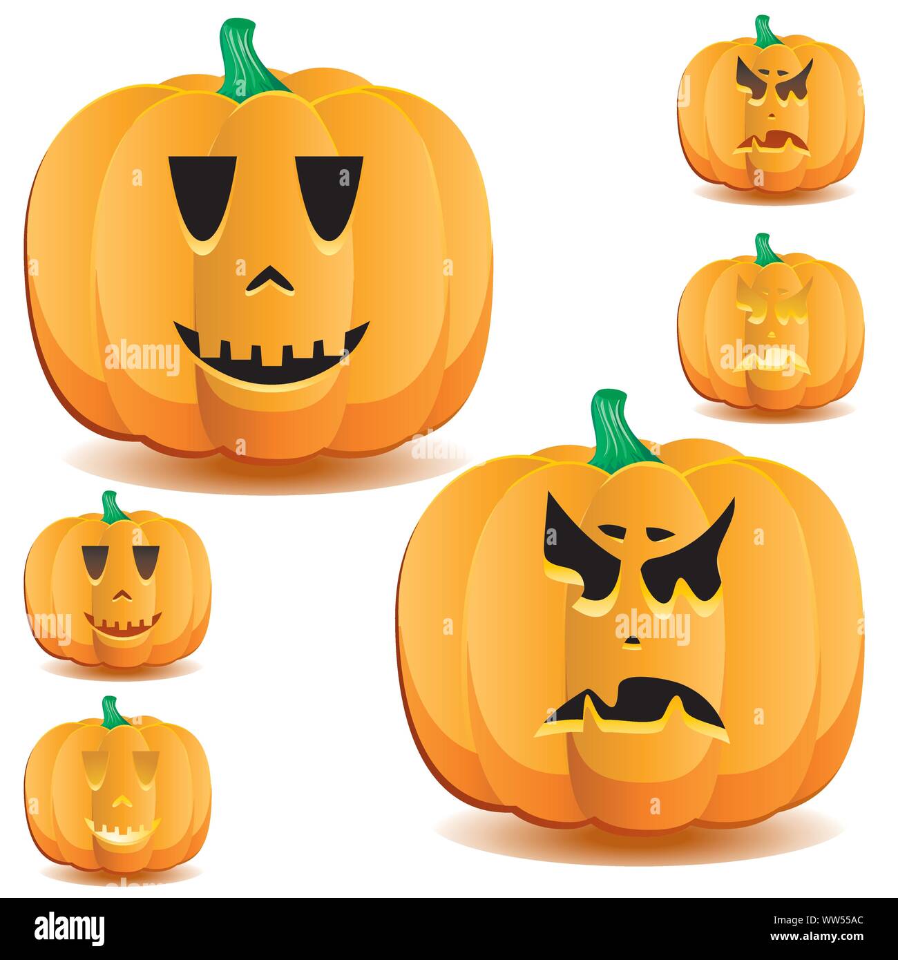 Halloween pumpkins set 11, vector illustration Stock Vector Image & Art ...