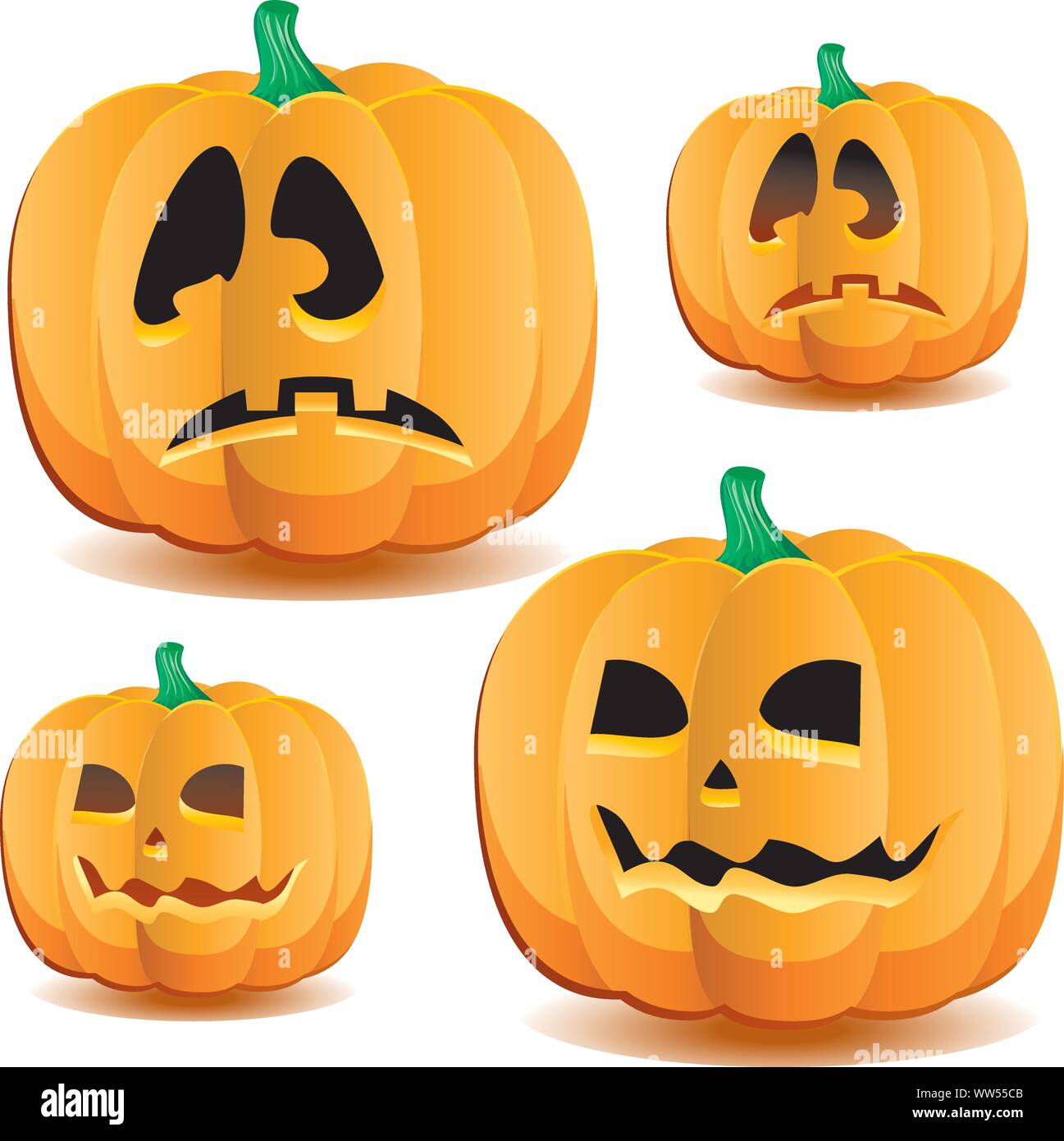 Halloween pumpkins set 2, vector illustration Stock Vector Image & Art ...