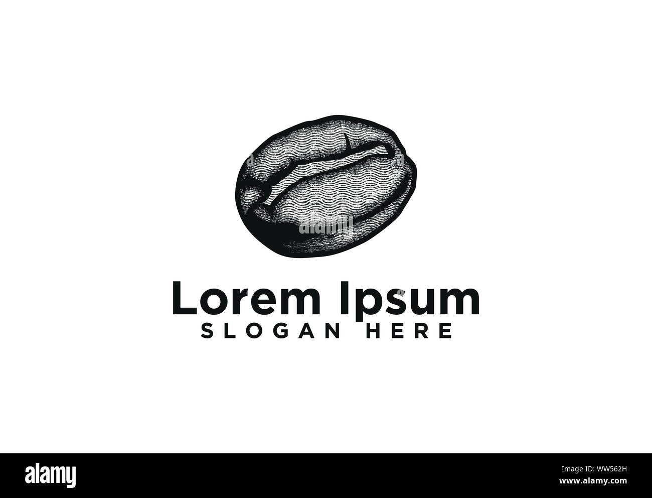 Hand drawn coffee bean Logo Designs Vector Illustration Stock Vector