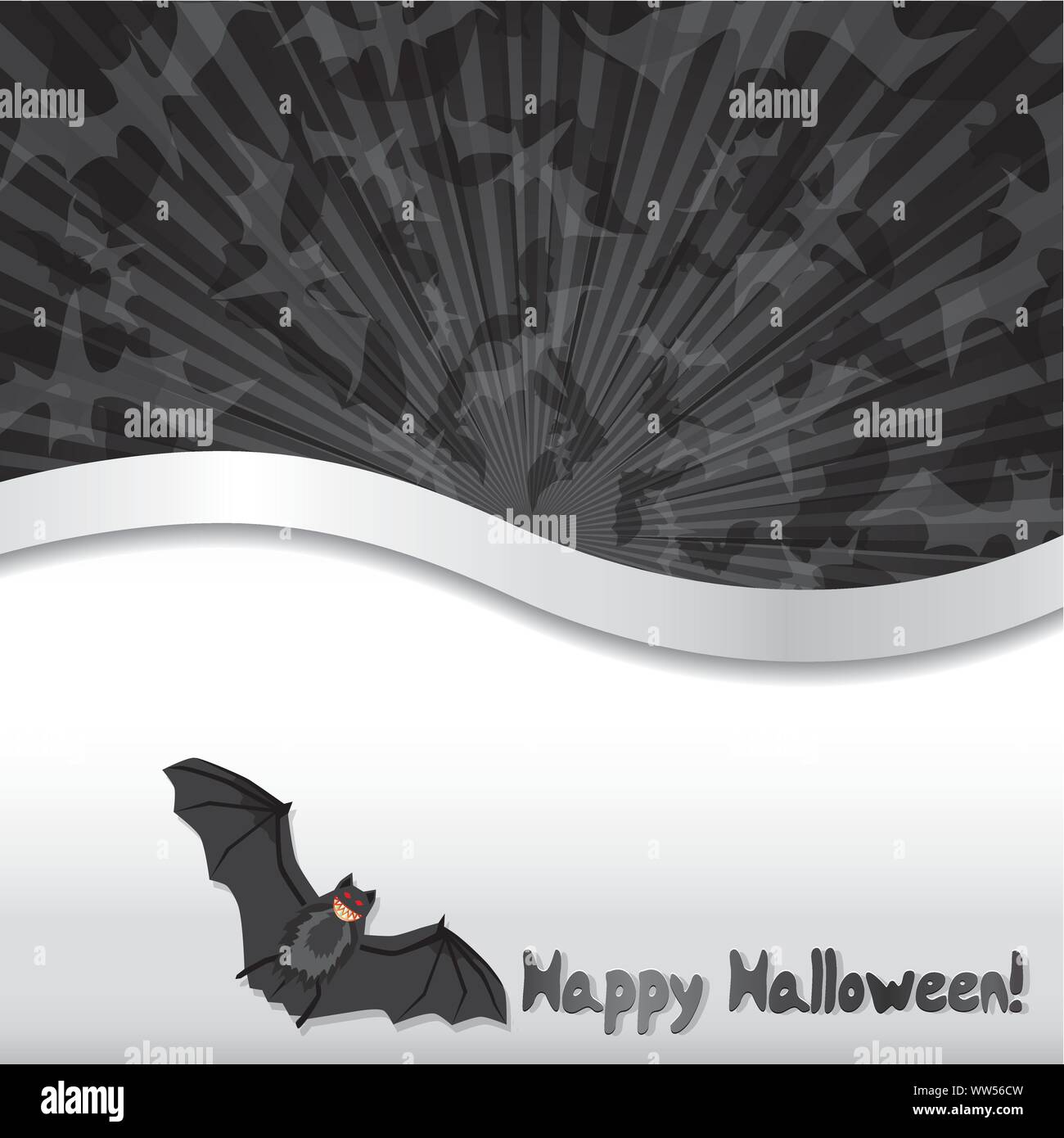 Haloween background with bats and place for text, vector illustration Stock Vector