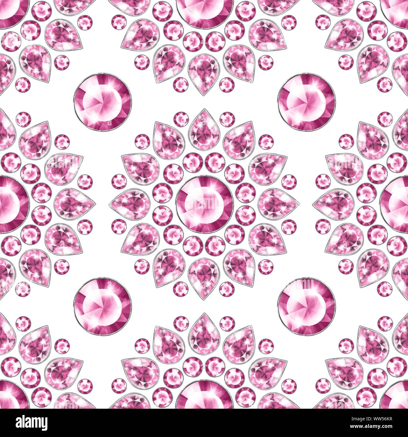 Seamless pink gemstones background on white. Jewels pattern Stock Photo Alamy