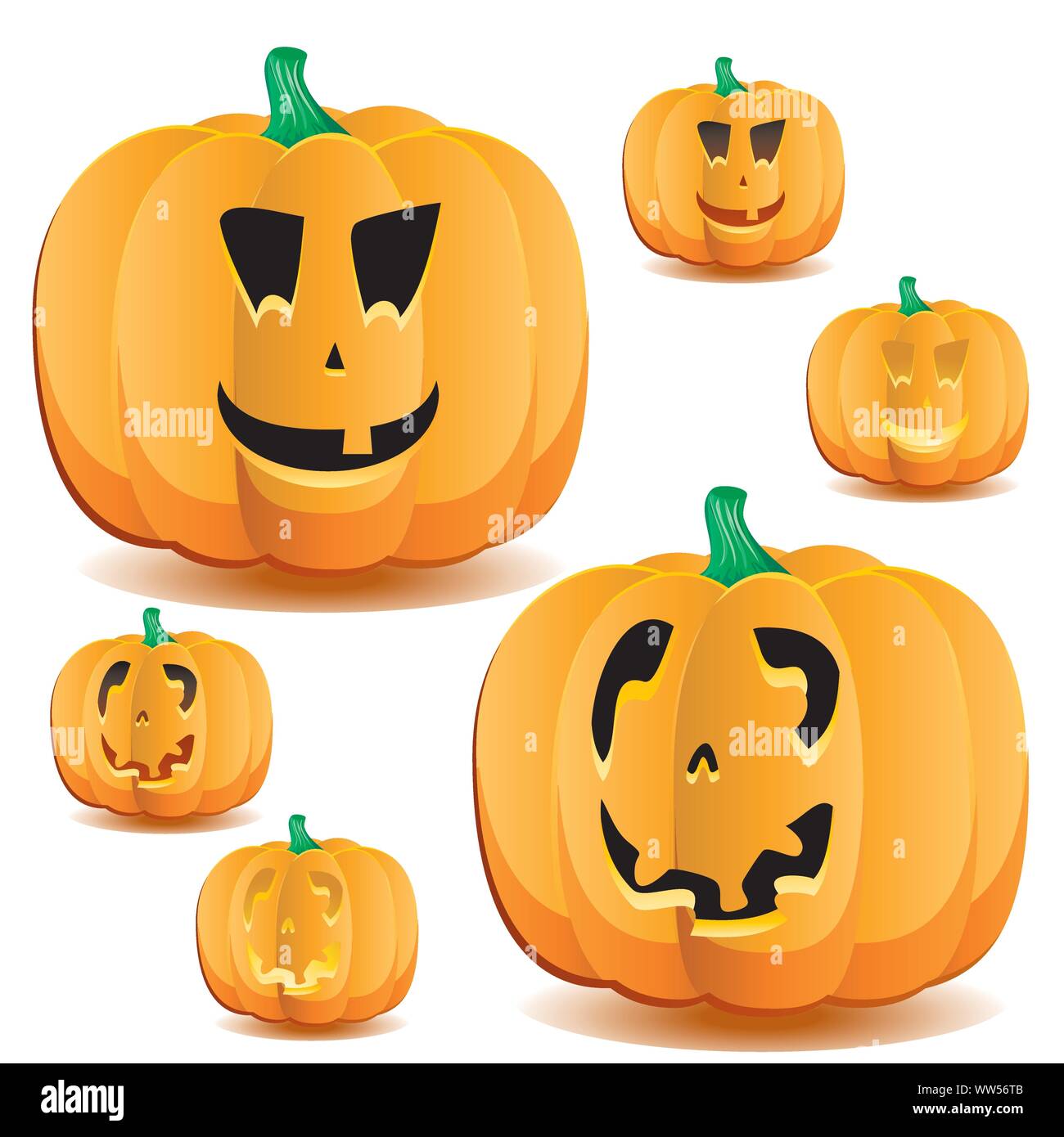 Halloween pumpkins set 10, vector illustration Stock Vector