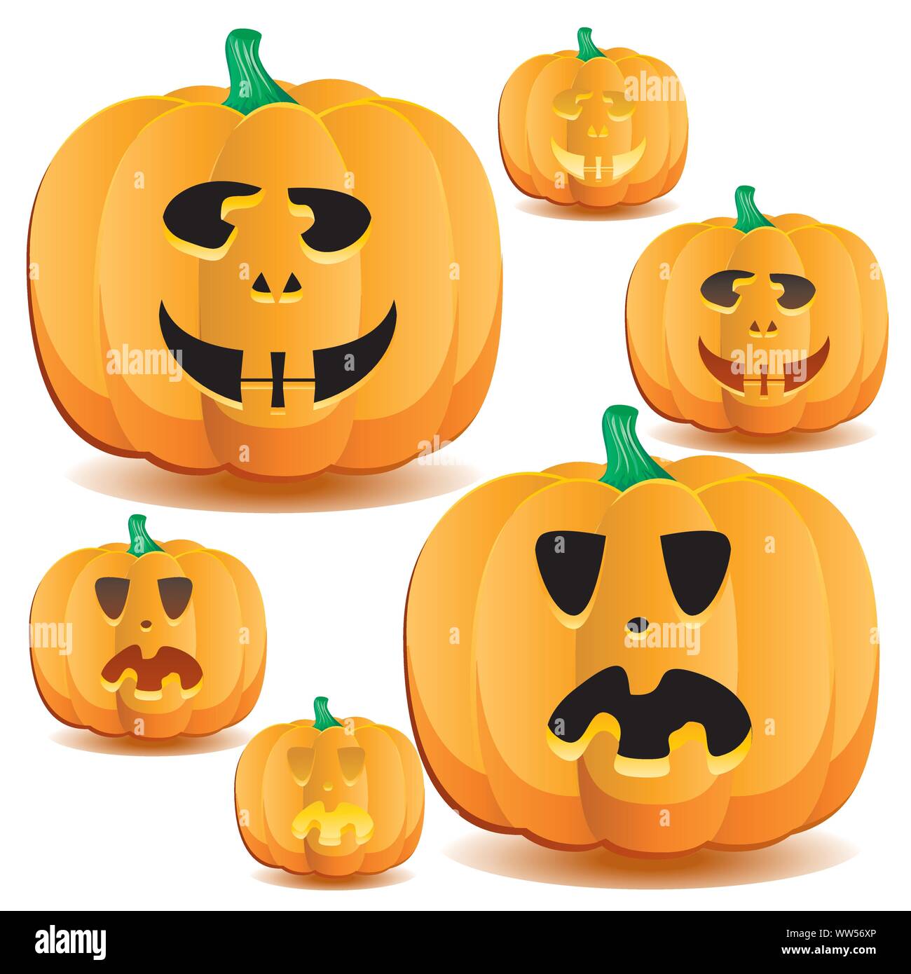 Halloween pumpkins set 14, vector illustration Stock Vector Image & Art ...