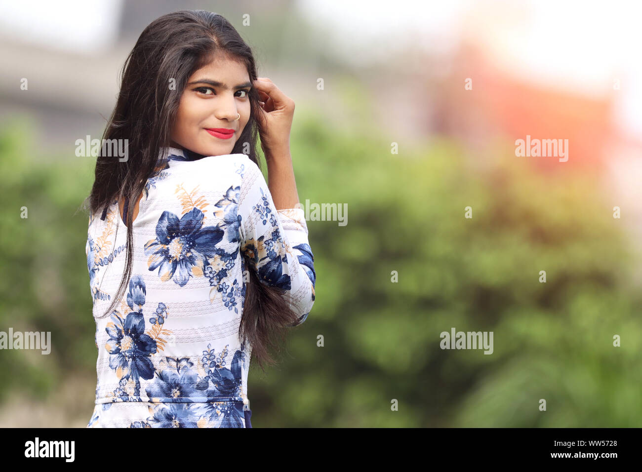 Indian girl with nature hi-res stock photography and images - Alamy
