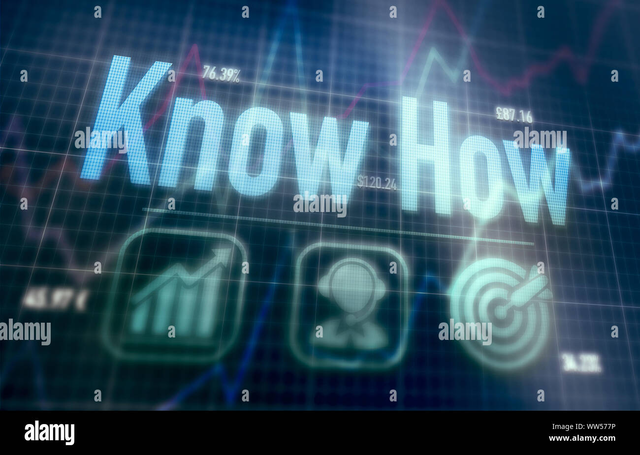 Know How concept on a blue dot matrix computer display. Stock Photo