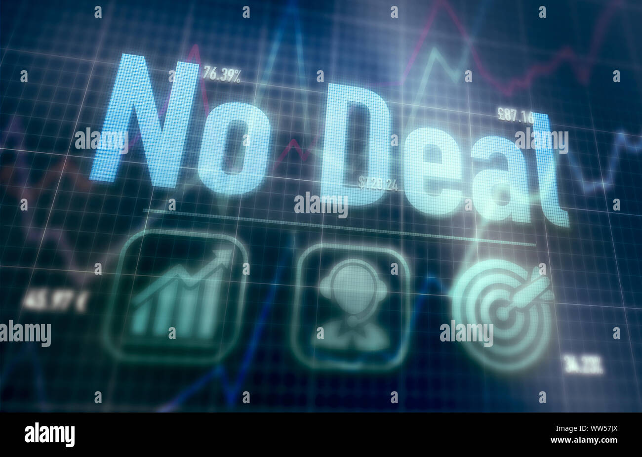 No Deal concept on a blue dot matrix computer display. Stock Photo