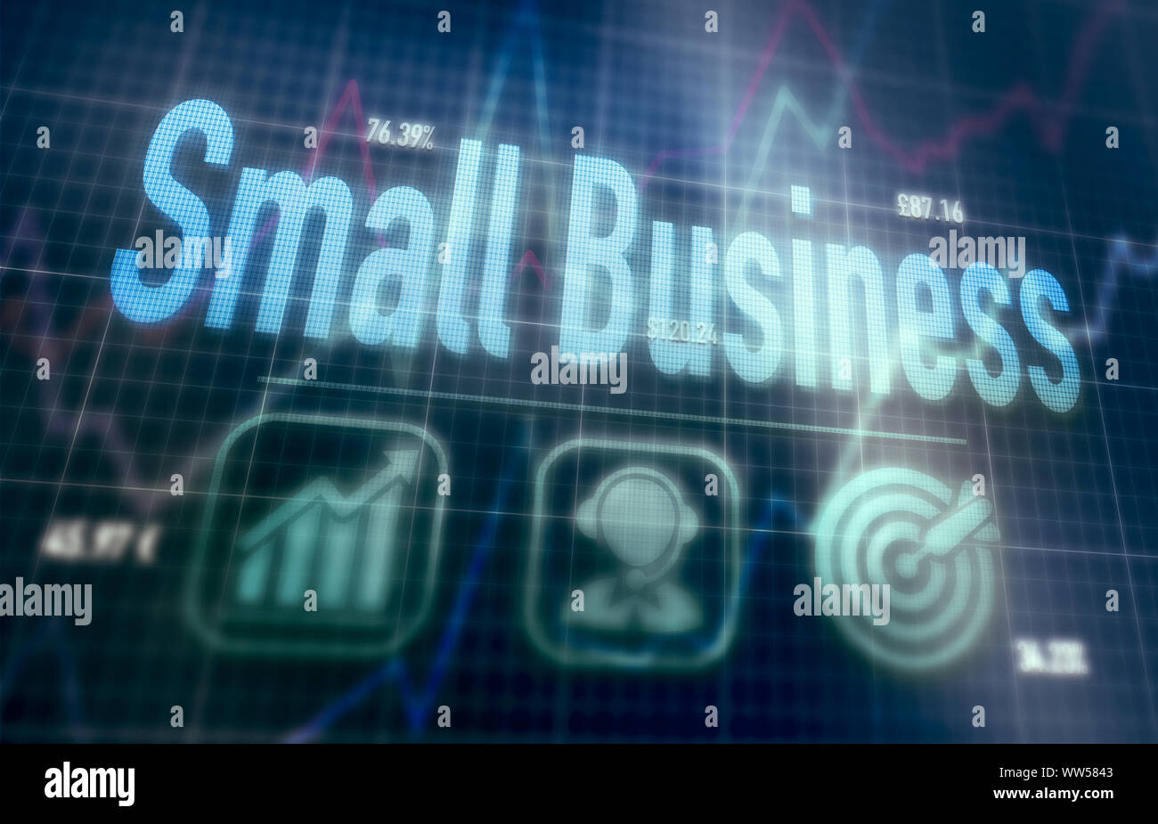 Small Business concept on a blue dot matrix computer display. Stock Photo
