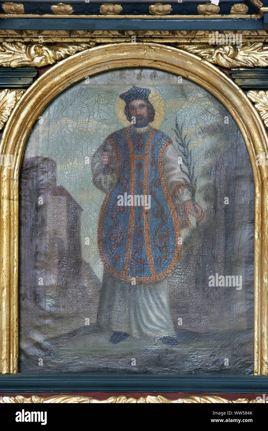 Saint John of Nepomuk altarpiece in the chapel of St. James in Ivanic Grad, Croatia Stock Photo