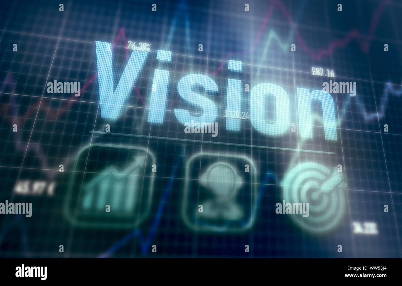 Vision concept on a blue dot matrix computer display Stock Photo - Alamy