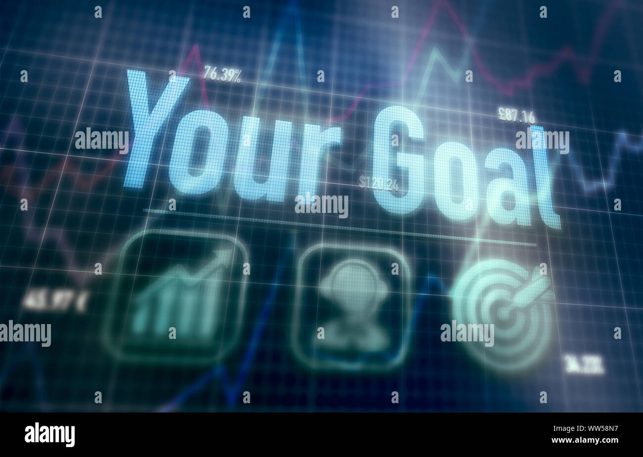Your Goal concept on a blue dot matrix computer display. Stock Photo