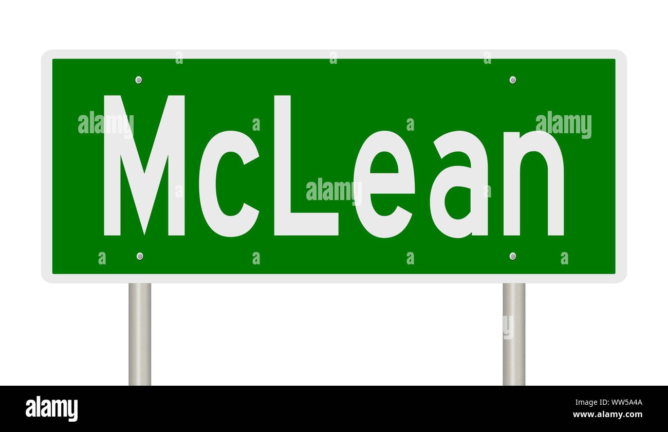 Rendering of a green road sign for McLean Virginia Stock Photo Alamy