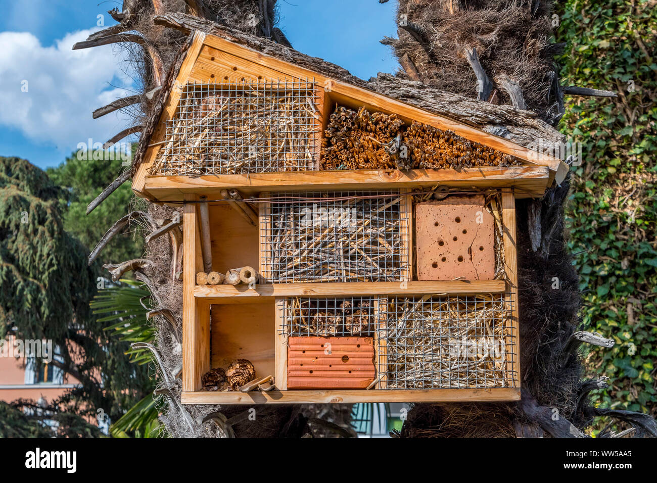 Insect hotel in Merano, South Tyrol, Italy, Europe Stock Photo