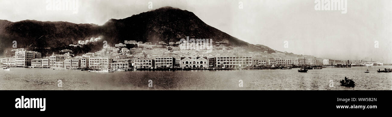 Vintage panoramic view of Hong Kong, late 19th century Stock Photo - Alamy