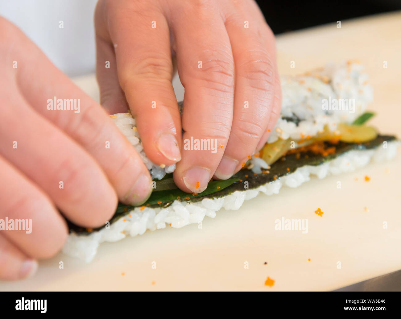 Sushi production Stock Photo