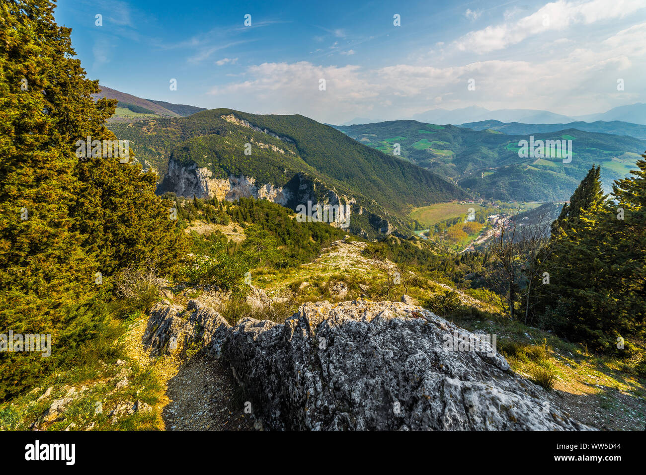 Mountain landscape, Gola del Furlo, Marche, Italy Stock Photo