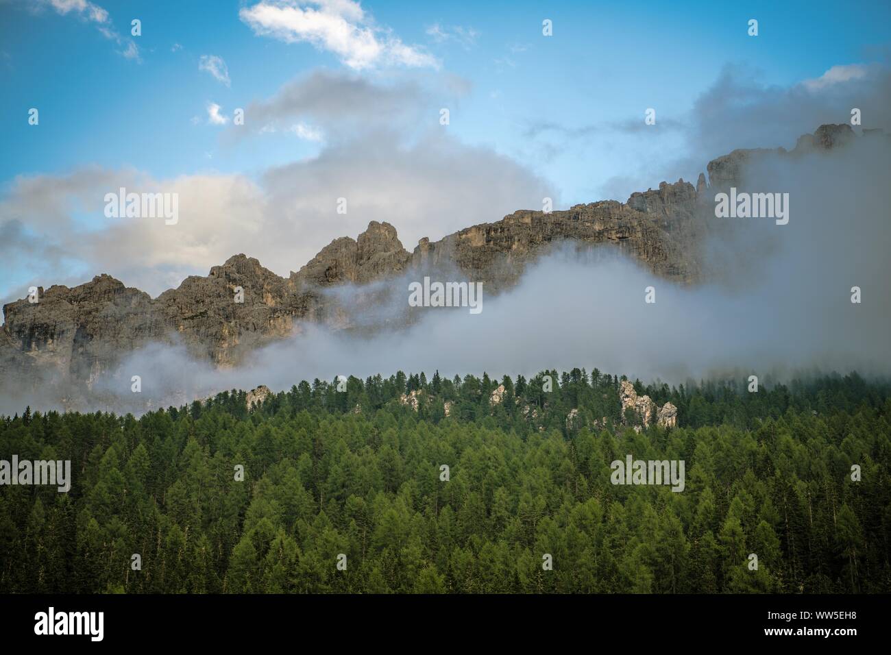 Cloudy Dolomites Mountains Landscape. Northern Italy Region Stock Photo ...