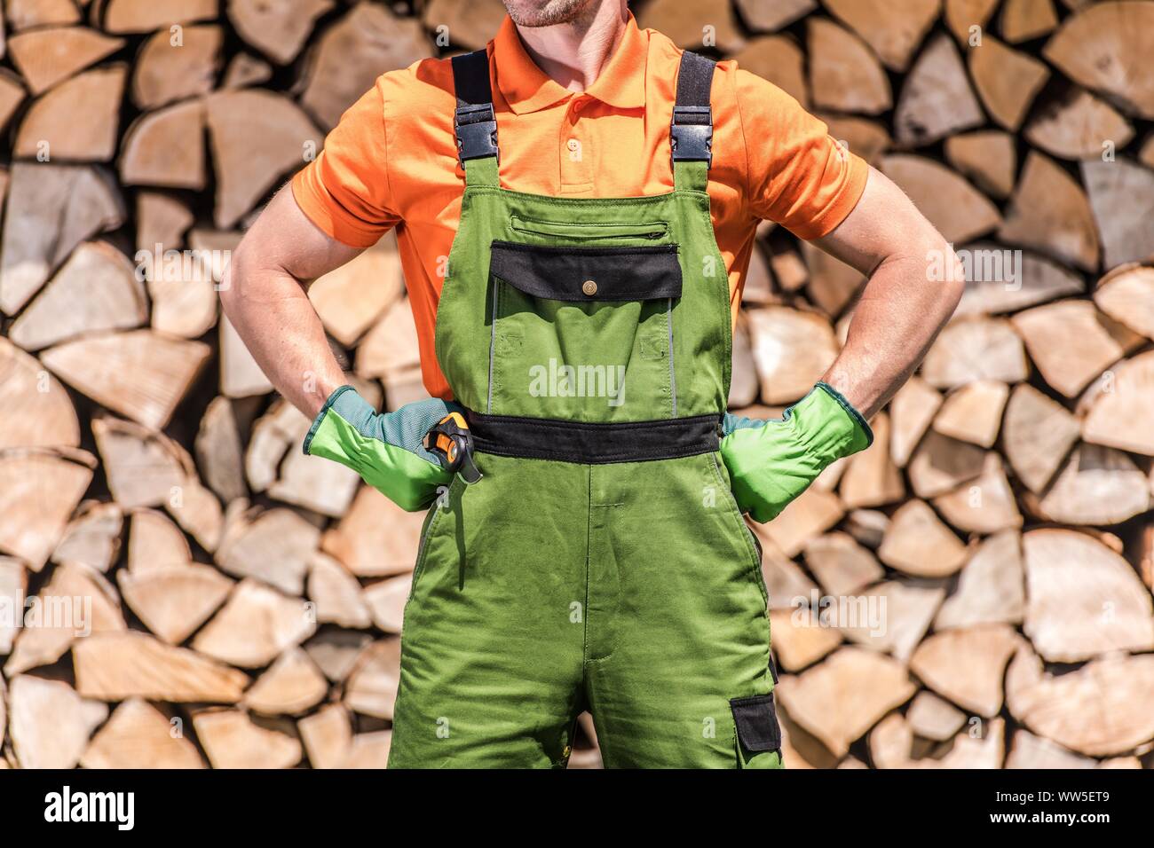 Home Backyard Job Done Well. Satisfied Caucasian Men. Stock Photo