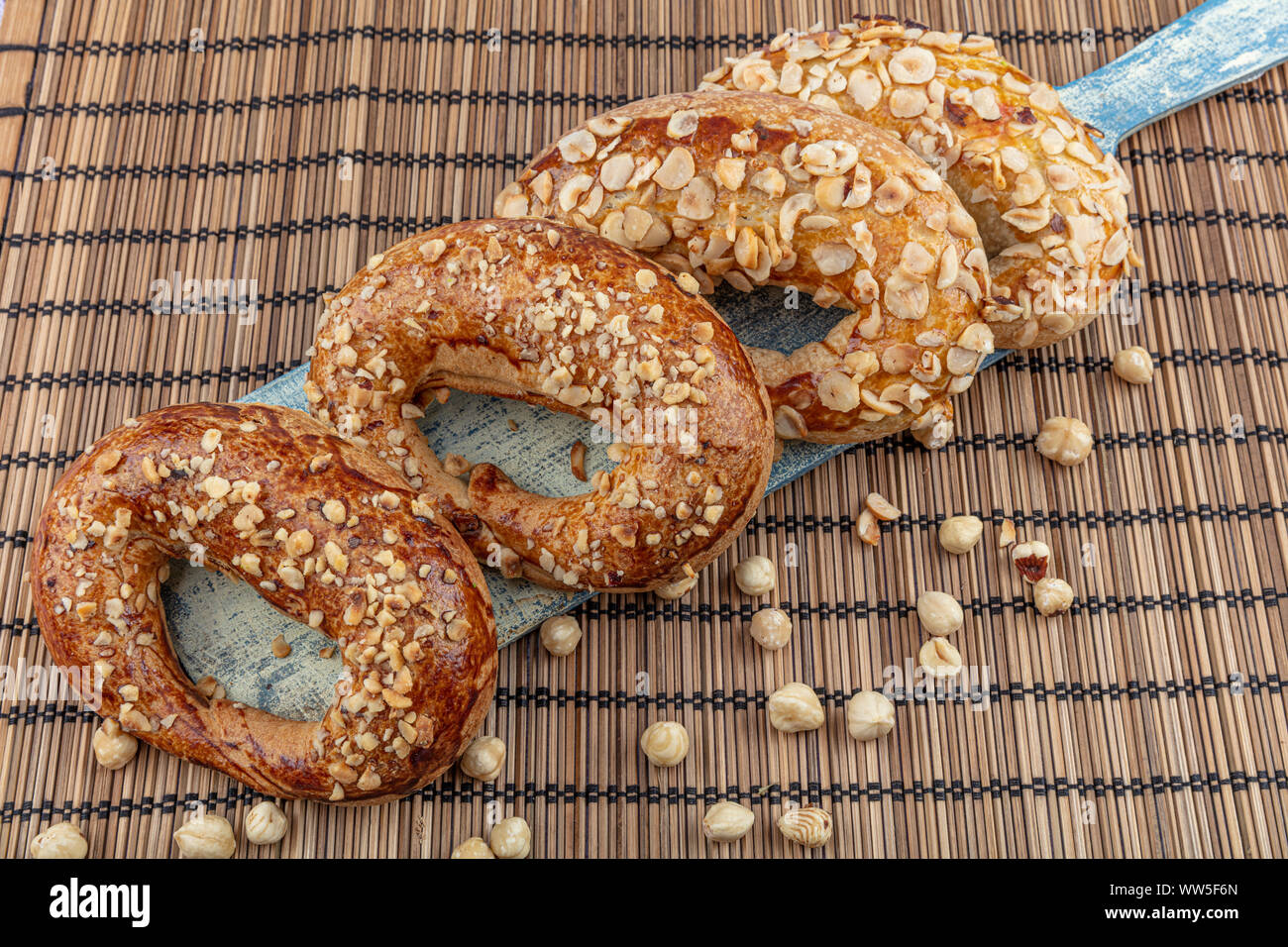 Turk Coregi Ay coregi / Turkish Pastry with chocolate, sesame and nut Stock Photo ...