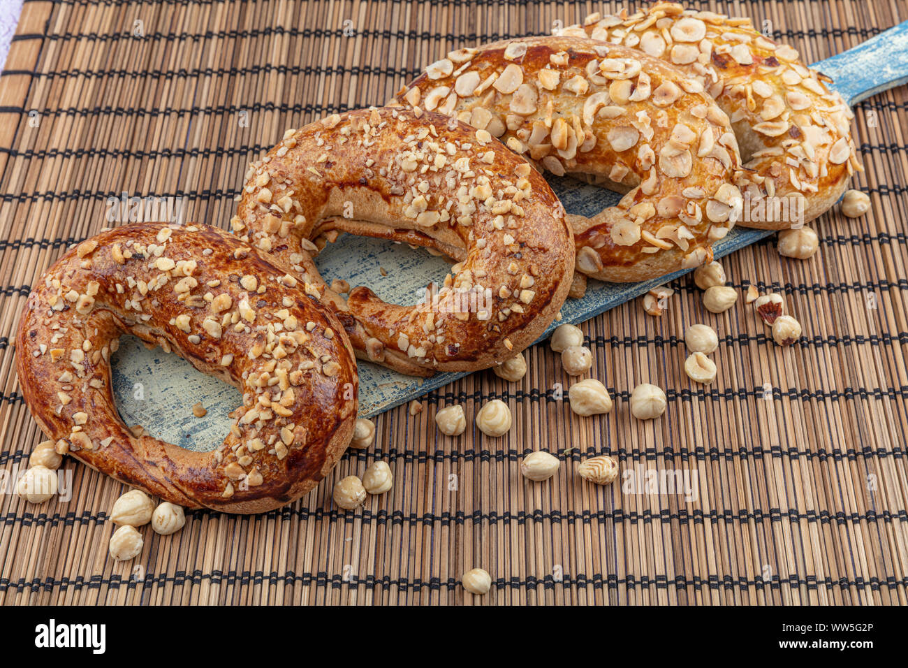 Turk Coregi Ay coregi / Turkish Pastry with chocolate, sesame and nut Stock Photo ...