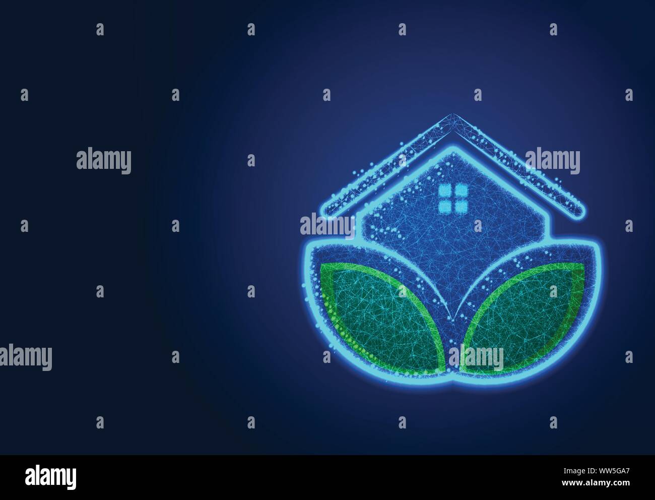Eco House, Abstract Low poly Designs, from line and dot wireframe, Vector Illustration Stock Vector