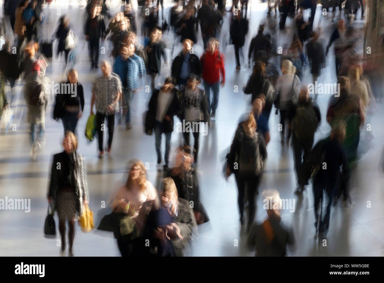 Germany, Munich, people, crowd of people, passers-by, pedestrians, people, in motion, blurred, blur Stock Photo