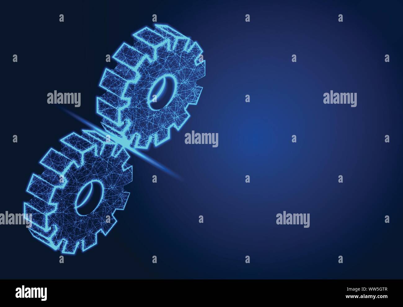 A gearing composed of polygons. Low poly vector illustration Stock Vector