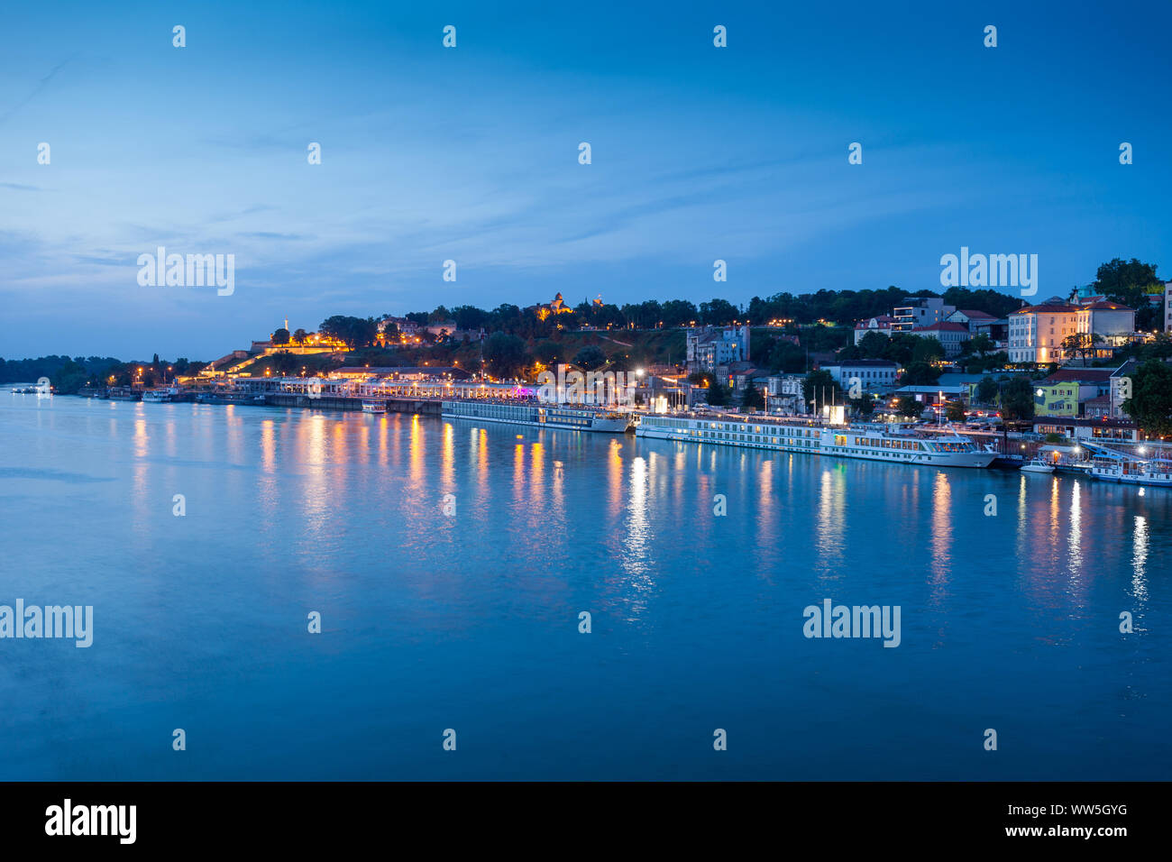 Belgrade's waterfront area facing the Sava river, Serbia Stock Photo