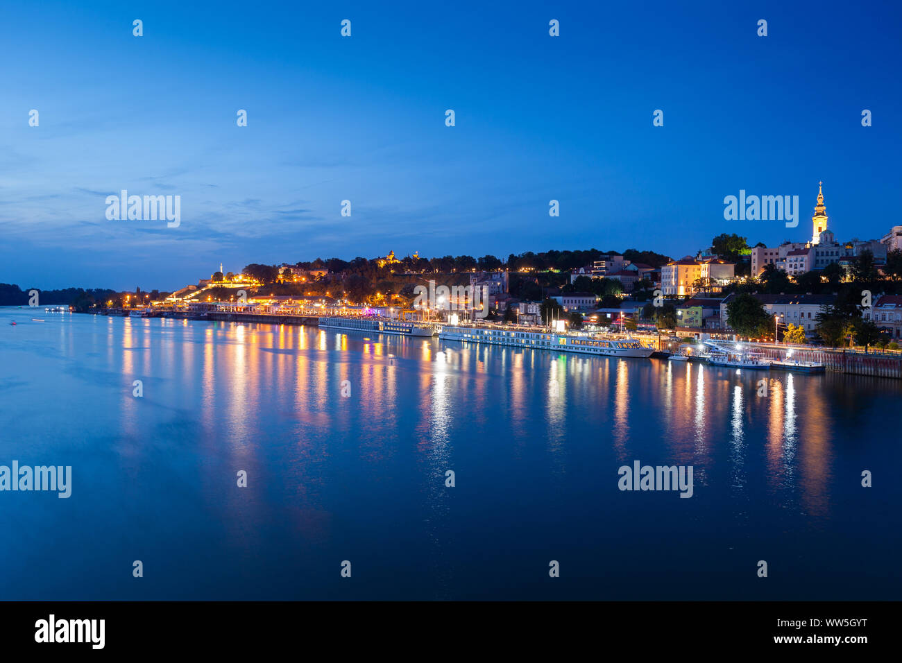 Belgrade's waterfront area facing the Sava river, Serbia Stock Photo