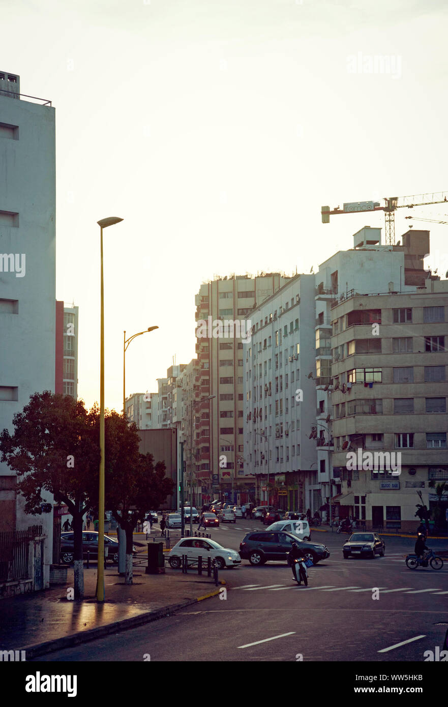 Casablanca, street scene, houses, Morocco Stock Photo Alamy