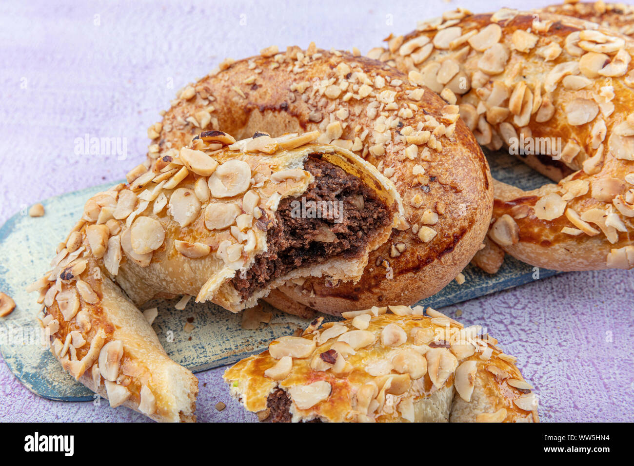 Ay coregi / Turkish Pastry with chocolate, sesame and nut Stock Photo ...