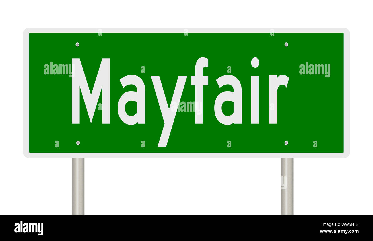 Rendering of a green road sign for Mayfair Stock Photo Alamy