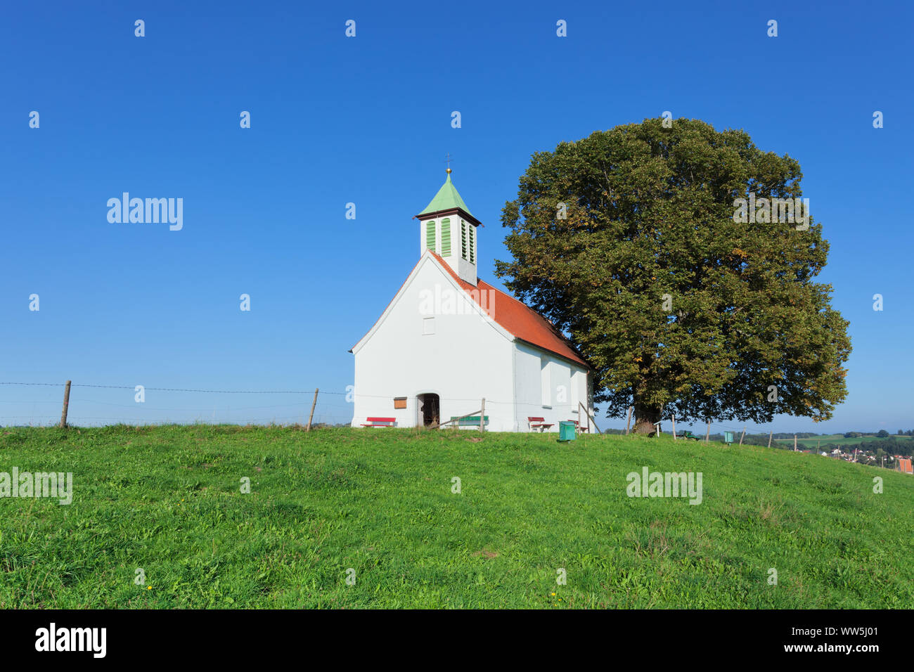 Holy cross chapel, Amtszell, AllgÃ¤u, Swabia, Baden-Wuerttemberg, Germany Stock Photo