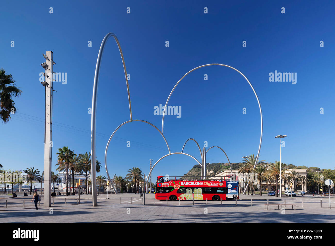 Placa del Carbo with the sculpture Onades (waves) by the artist Andreu Alfaro, Barcelona, Catalonia, Spain Stock Photo