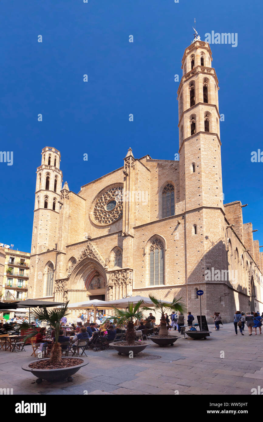 Church Santa Maria del Mar, Gothic, El Born, La Ribera, Barcelona, Catalonia, Spain Stock Photo