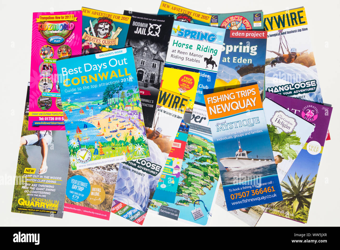 Best days out cornwall leaflets, tourist board promotional material, cornwall, uk Stock Photo