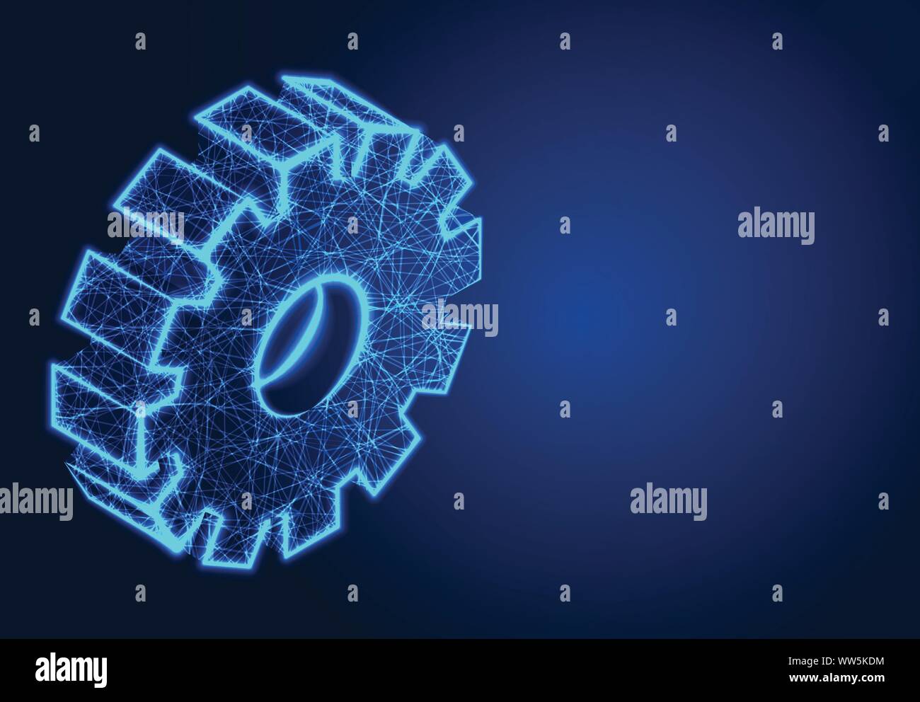 A gearing composed of polygons. Low poly vector illustration Stock Vector