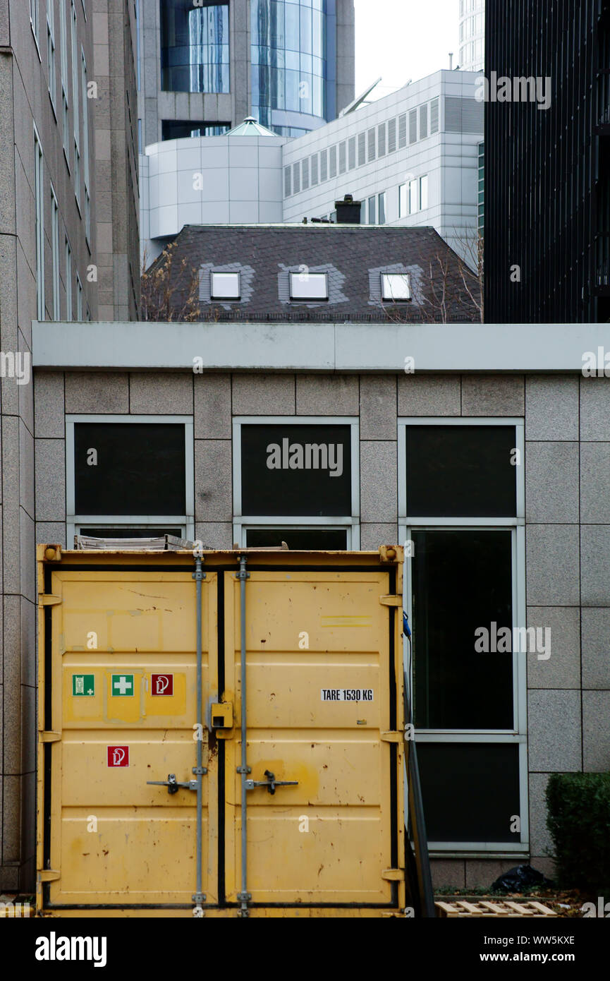 Photography of a construction trailer in front of high rises Stock ...