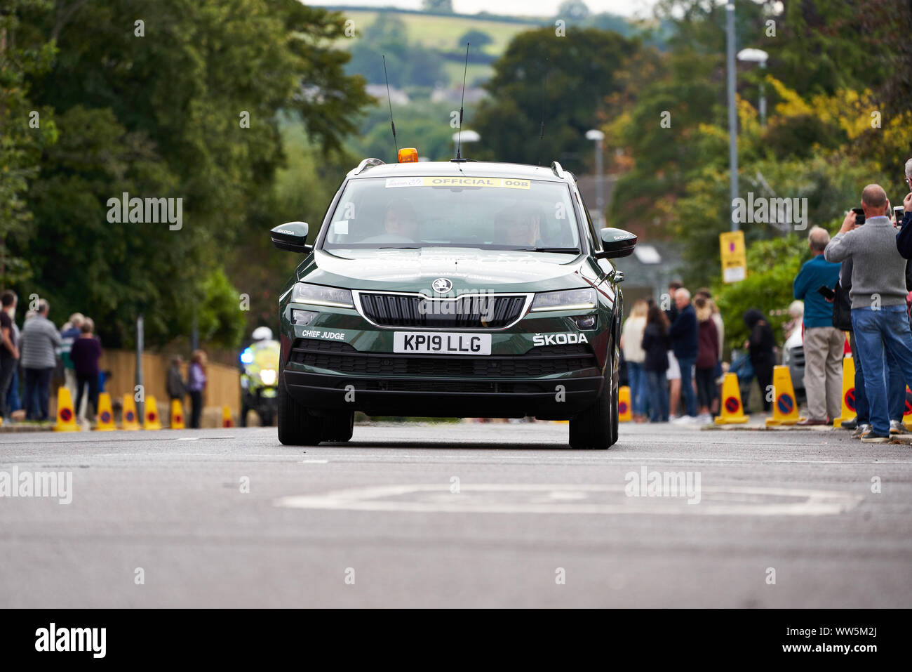 WHICKHAM, NEWCASTLE UPON TYNE, ENGLAND, UK - SEPTEMBER 09, 2019: The official Chief Judge car at the first sprint points line of Stage 4 of the Tour o Stock Photo