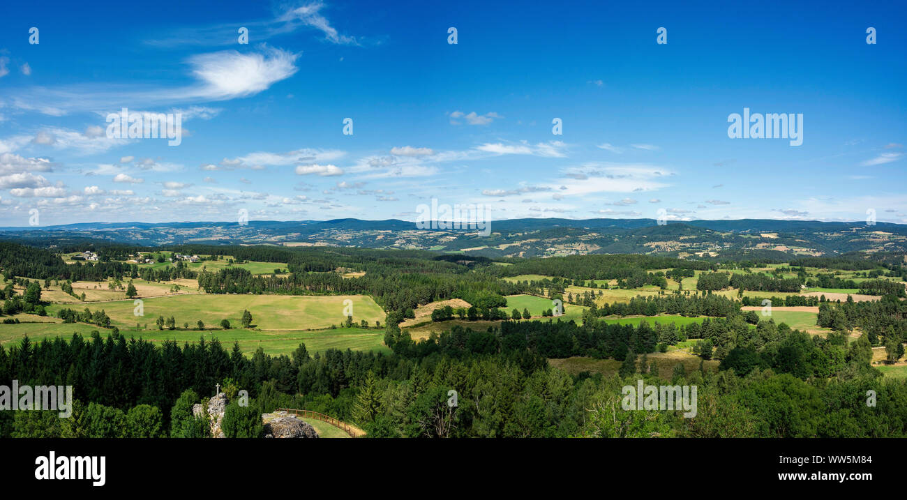 View on the Monts de la Margeride , Prunieres, Lozere, Occitanie, France Stock Photo