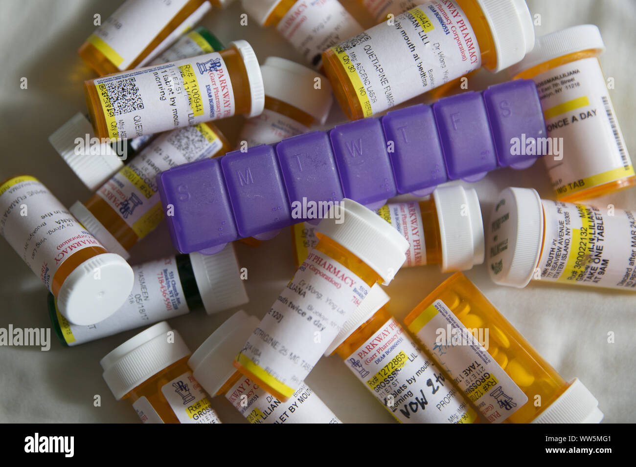 Prescription bottles for psychiagtric drugs Stock Photo